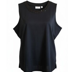 Jingle Belle Kim Gravel 2X Black Sleeveless Sequin Neck Tank Top Plus NWT